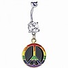 SPECIAL- Rainbow Peace Sign CZ Belly