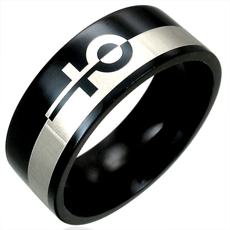 Black 2-Tone Steel Ring- Female