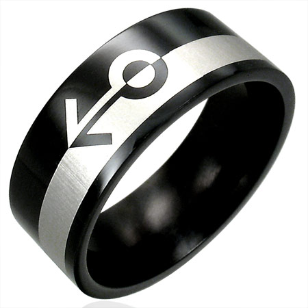 Black 2-Tone Steel Ring- Male