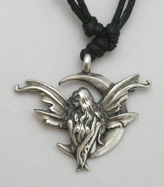 Pewter Moon Fairy Necklace