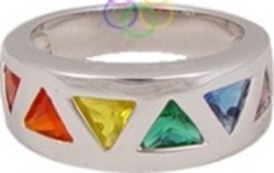 Steel CZ Rainbow Ring
