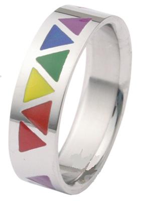 Rainbow Triangle Steel Ring