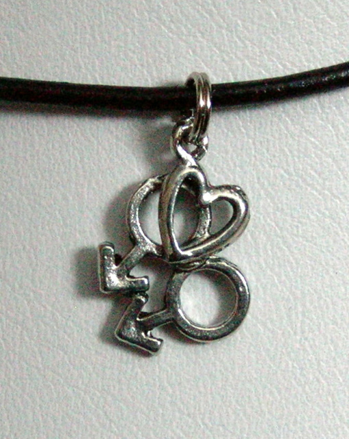 NEW- Dbl Male Heart Pewter Necklace