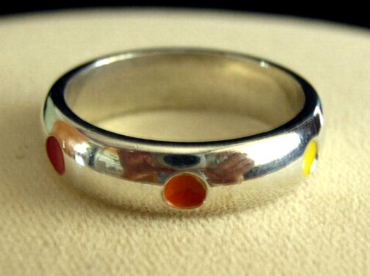 CLEARANCE-Rainbow Dot ring, Size 4