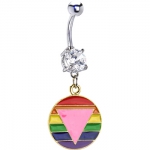 SPECIAL- Rainbow/Pink Triangle CZ Belly