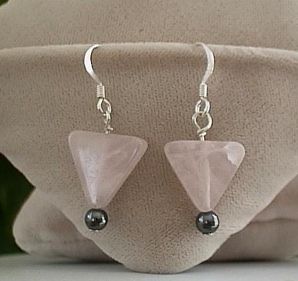 Rose Quartz Tri. Earrings