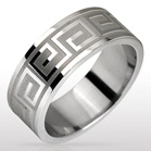 Etched Greek Steel Ring