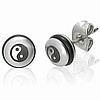 Silver Steel Yin Yang Earrings