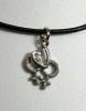 NEW- Dbl Female Heart Pewter Necklace