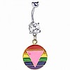 SPECIAL- Rainbow/Pink Triangle CZ Belly